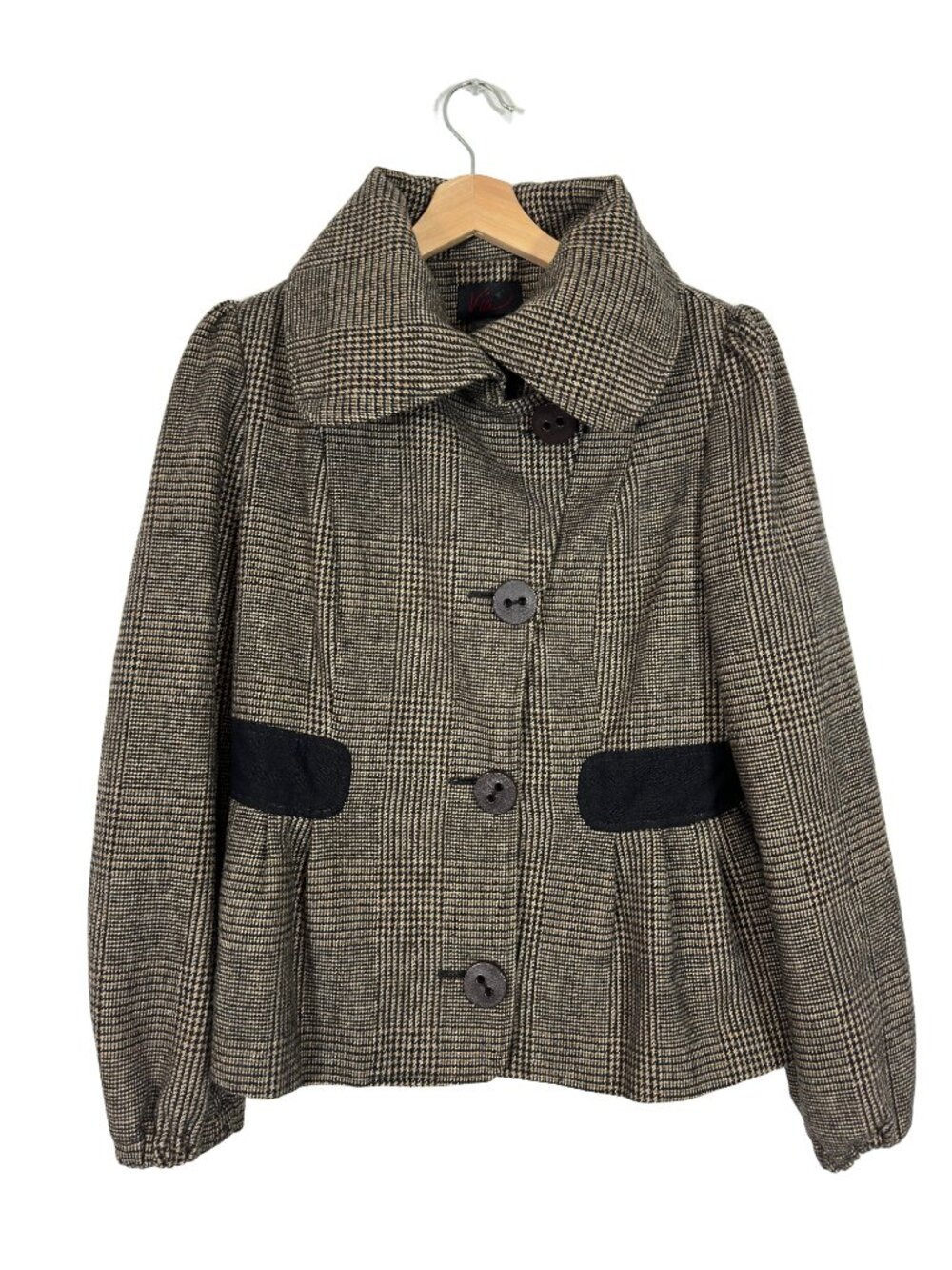 Wool Blend Plaid Jacket Size 8 Dark Academia Business Casual Tailored Preppy